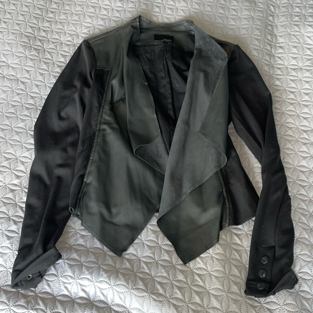 Black leather / suede drape jacket